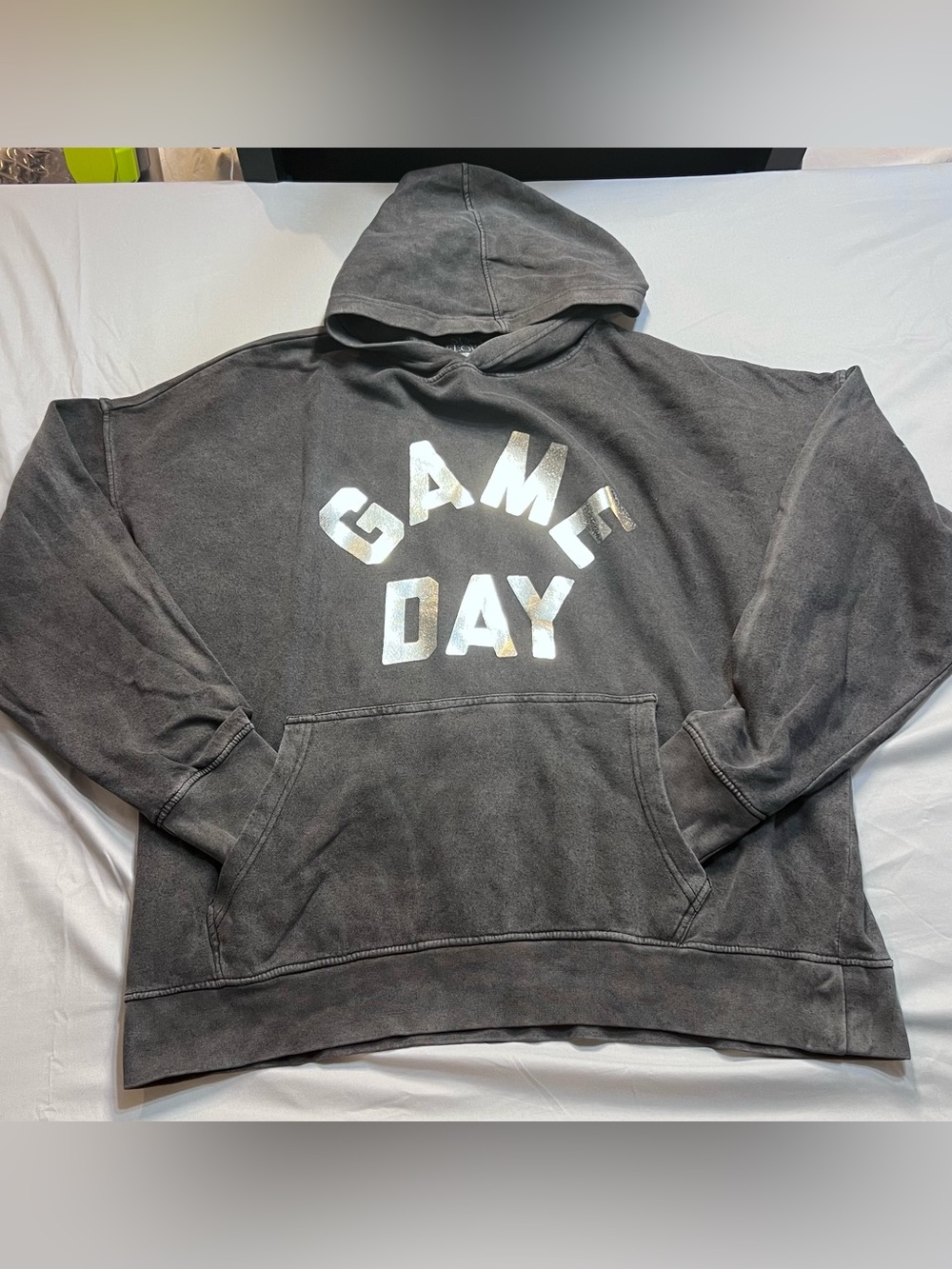 Sugar Gray Hoodie with Reflective "GAME DAY" Print